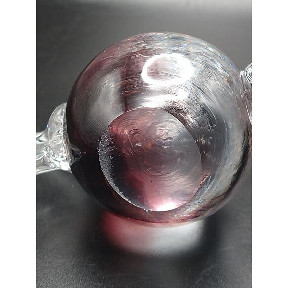 Heavy Hand Blown Glass Fat Fish Burgundy & Clear Paperweight Figurine – Unmarked - Picture 7 of 9